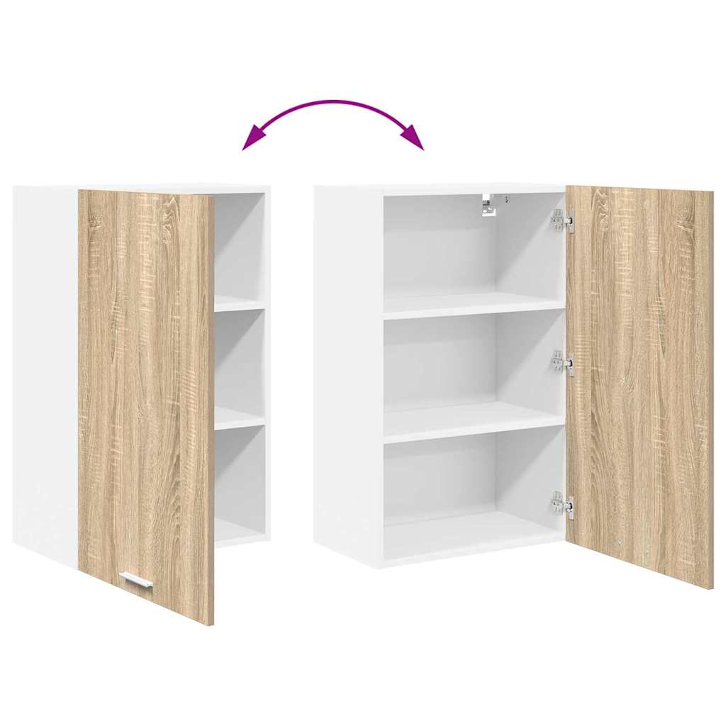 Hängeschrank mit Tür Riga Sonoma-Eiche und Weiß 50 x 31 x 80 cm